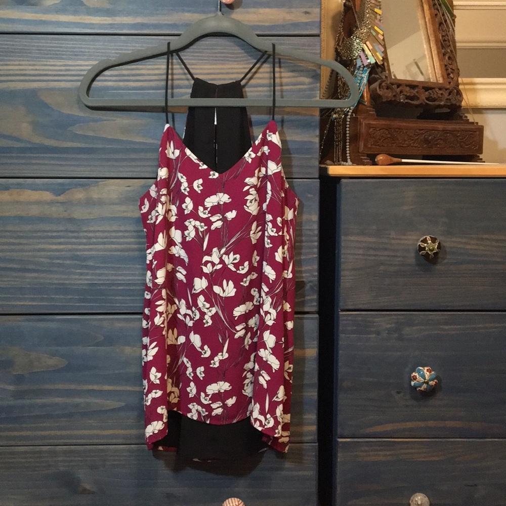 Express floral printed blouse REVERSIBLE to black